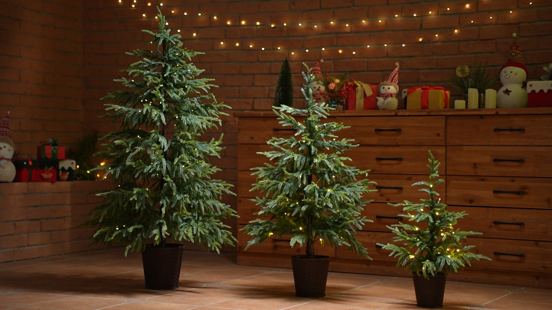 Amazon.com: Cinnyvoice Set of 3 Pre-lit Potted Christmas Tree with